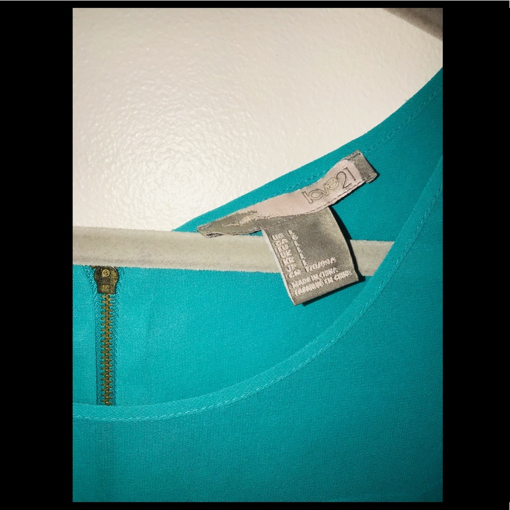 Forever 21 Love 21 teal short sleeve top large - Picture 3 of 5